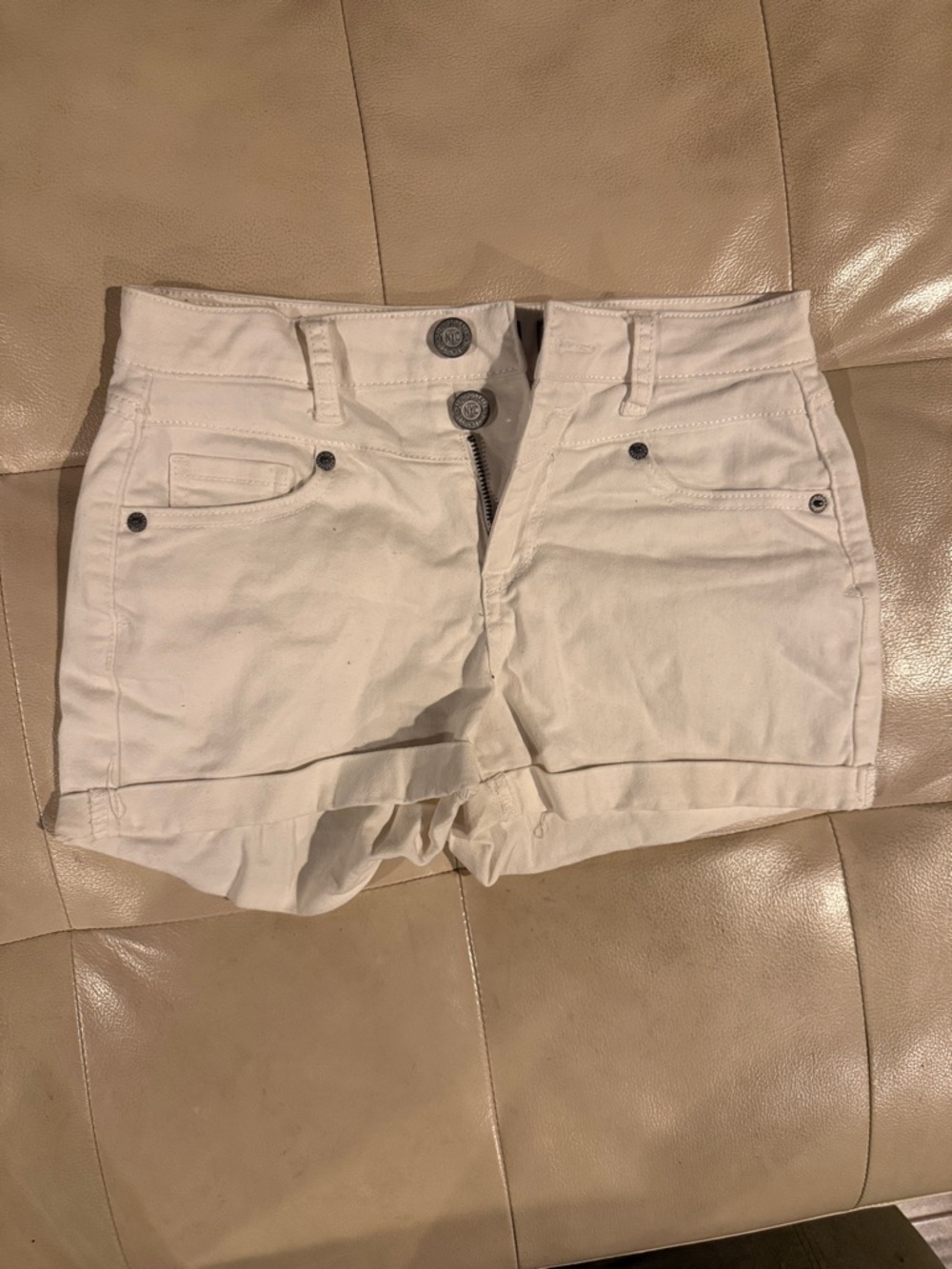 Aeropostale Cream White High-Waist Denim Shorts